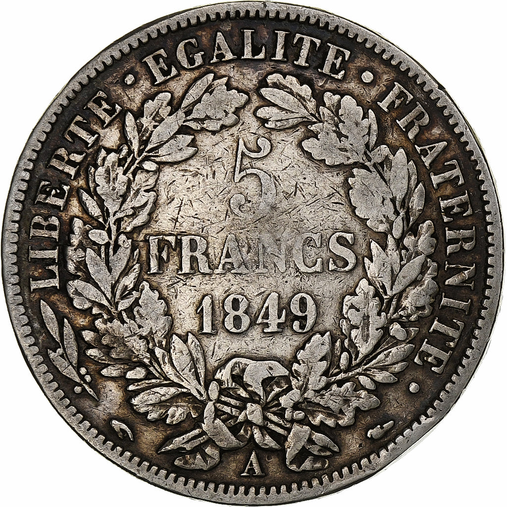Frankrijk, 5 Francs, Cérès, 1849, Paris, Zilver, FR+, Gadoury:719, Le
