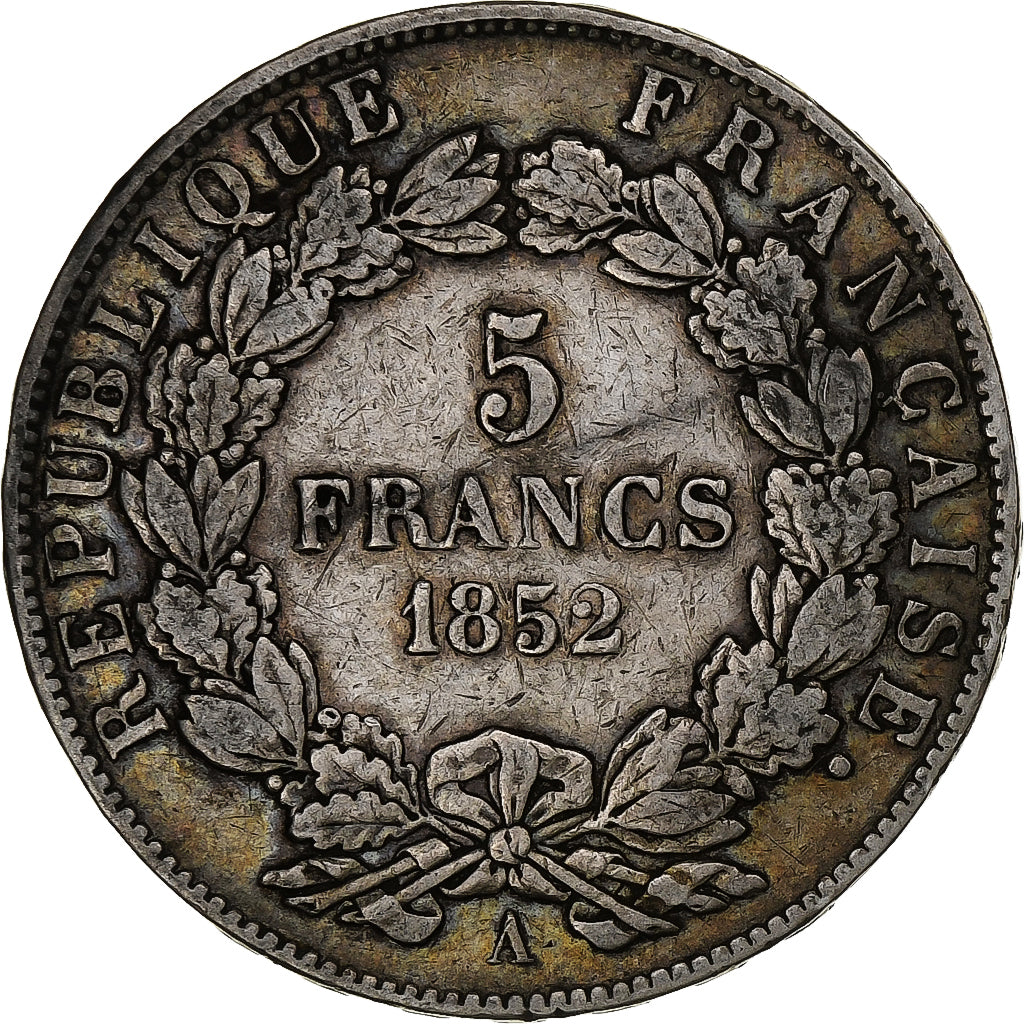 France, 5 Francs, Napoléon III, 1852, Paris, Silver, VF(20-25), Gadoury:726, Le