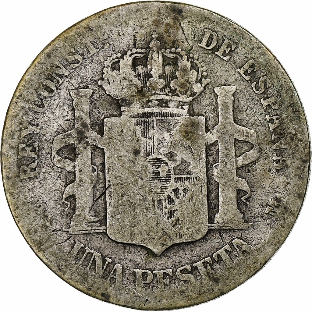 Spagna, Alfonso XIII, Peseta, 1891, Madrid, Argento, B, KM:691