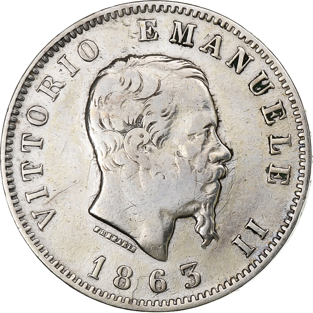 Italy, Vittorio Emanuele II, Lira, 1863, Milan, Silver, VF(20-25), KM:5a.1