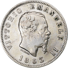 Italy, Vittorio Emanuele II, Lira, 1863, Milan, Silver, VF(20-25), KM:5a.1