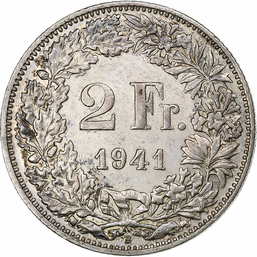 Zwitserland, 2 Francs, 1941, Bern, Zilver, ZF+, KM:21