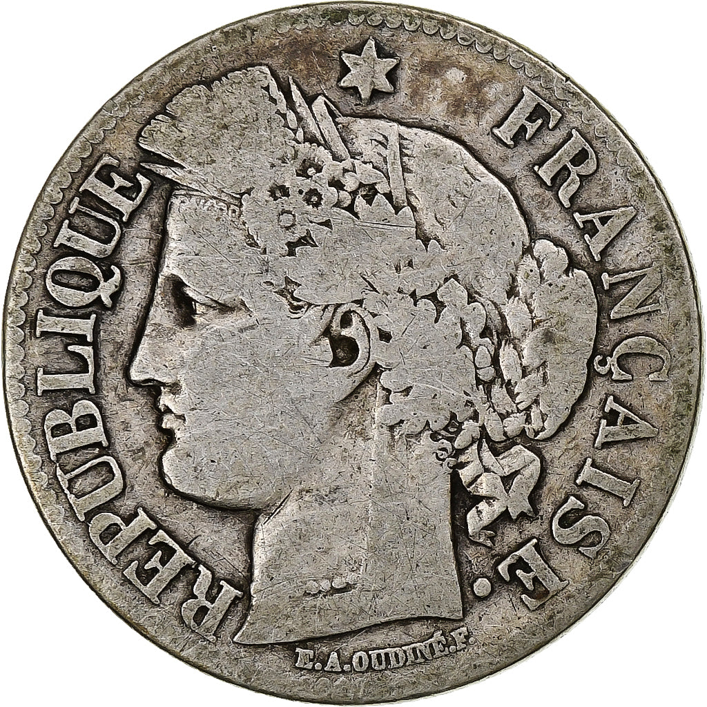 Francia, 2 Francs, Cérès, 1870, Paris, Plata, BC, Gadoury:530, Le Franc:F.264
