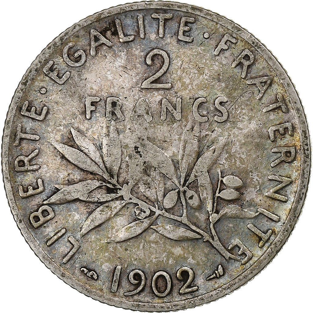 France, 2 Francs, Semeuse, 1902, Paris, Silver, VF(30-35), Gadoury:532, Le