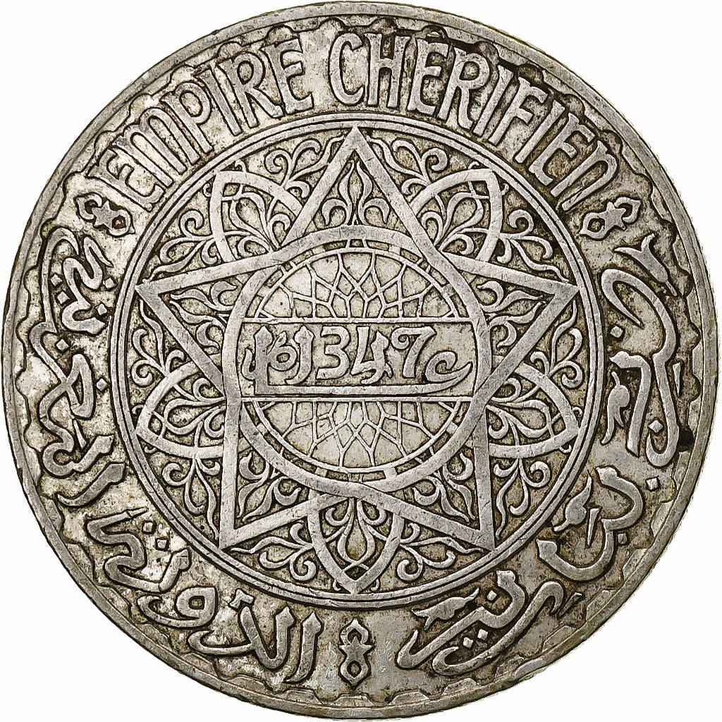 Morocco, Mohammed V, 20 Francs, 1347, Paris, Silver, AU(55-58), KM:39