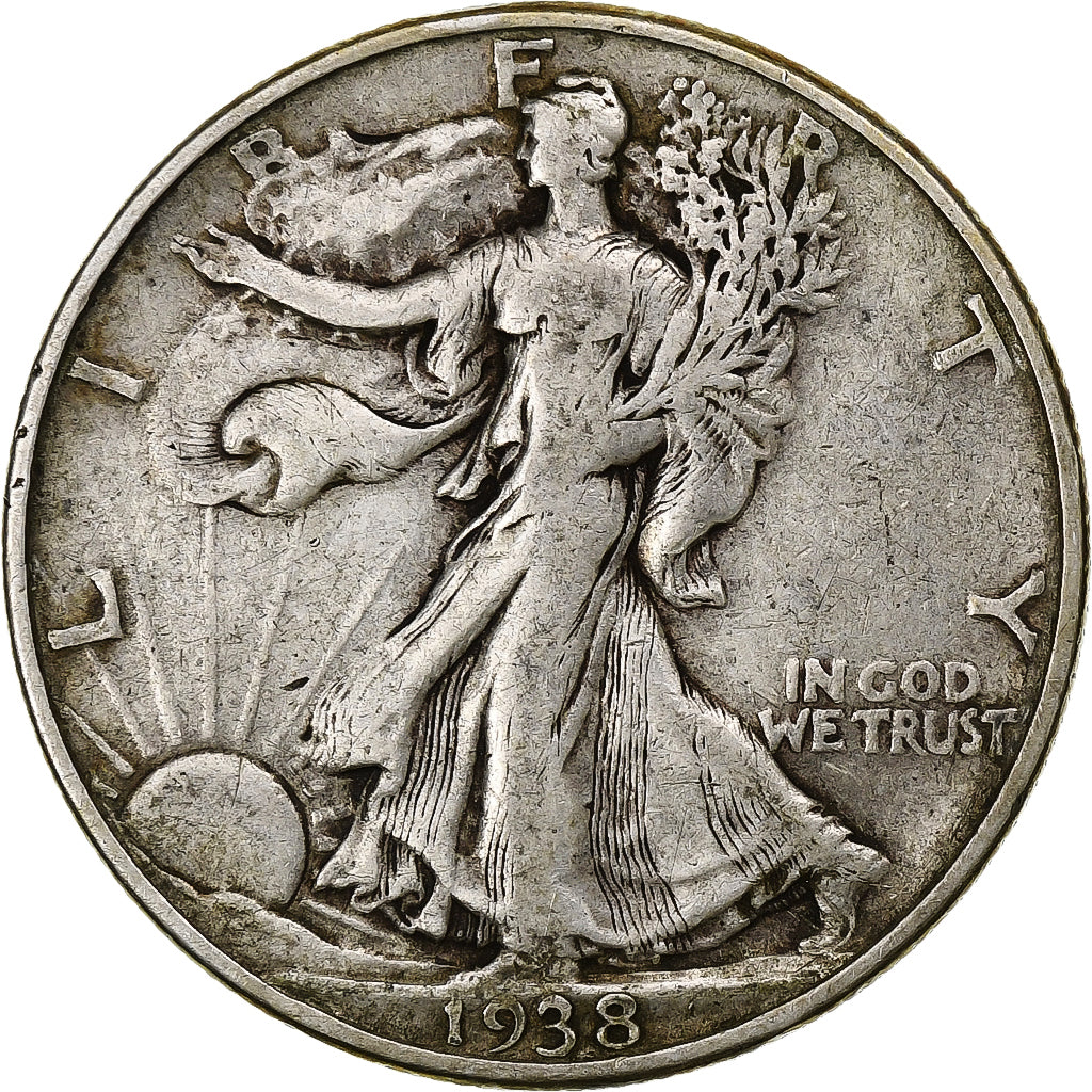United States, Half Dollar, Walking Liberty Half Dollar, 1938, U.S. Mint