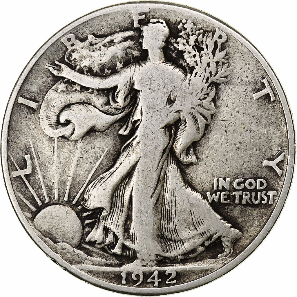 United States, Walking Liberty Half Dollar, 1942, U.S. Mint, Silver, VF(20-25)