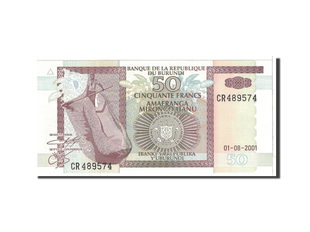 Banknote, Burundi, 50 Francs, 2001, 2001-08-01, KM:36c, UNC(65-70)