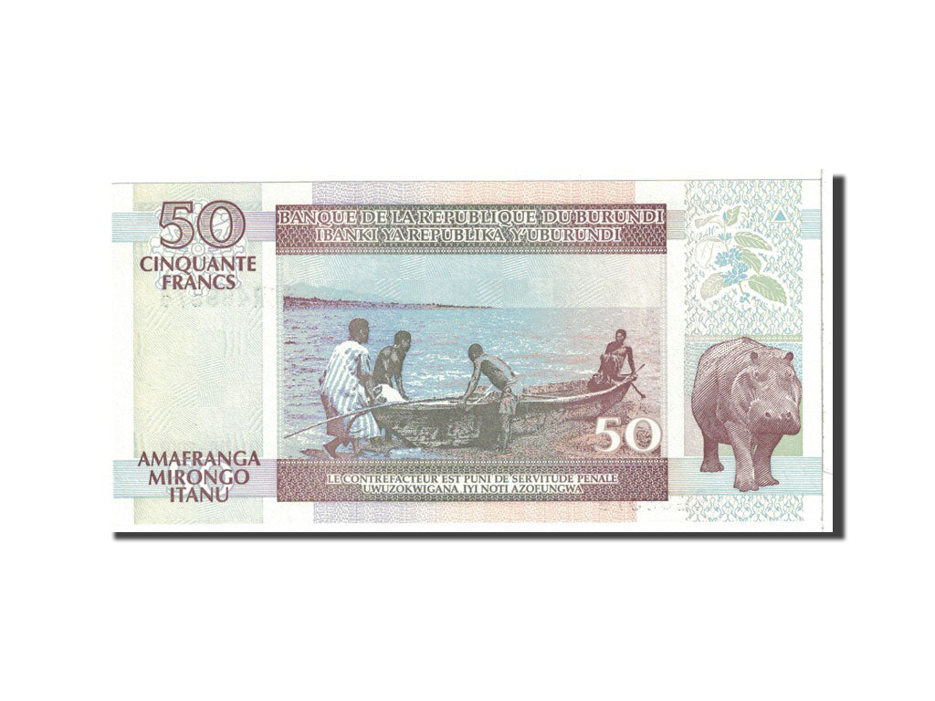 Banknote, Burundi, 50 Francs, 2001, 2001-08-01, KM:36c, UNC(65-70)