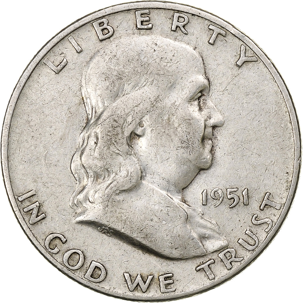 United States, Half Dollar, Franklin Half Dollar, 1951, Denver, Silver