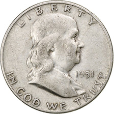 United States, Half Dollar, Franklin Half Dollar, 1951, Denver, Silver