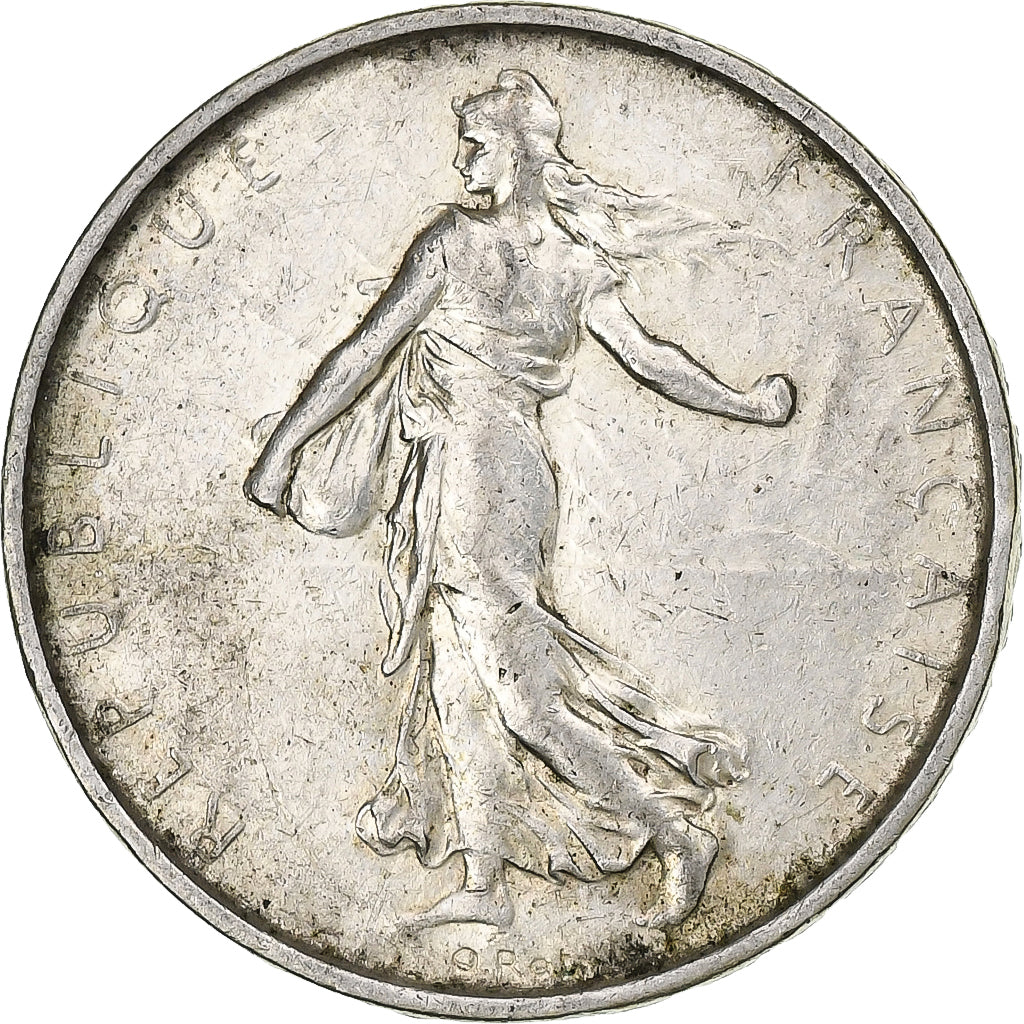 Francja, 5 Francs, Semeuse, 1965, Srebro, AU(50-53), Gadoury:770, KM:926