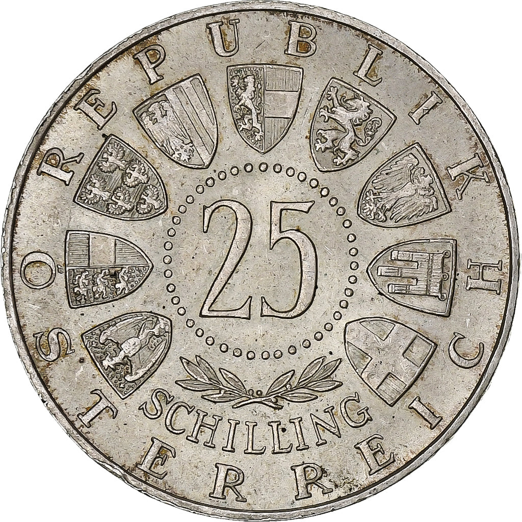 Áustria, 25 Schilling, 1956, Prata, AU(55-58), KM:2881