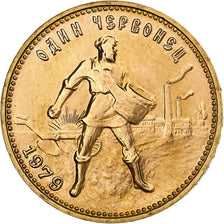 Russia, Chervonetz, 10 Roubles, 1979, Moscow, Gold, AU(55-58), KM:85