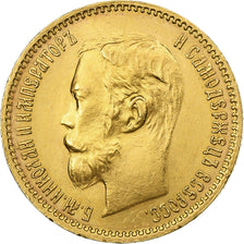 Russia, Nicholas II, 5 Roubles, 1901, Saint Petersburg, Złoto, MS(63), KM:62