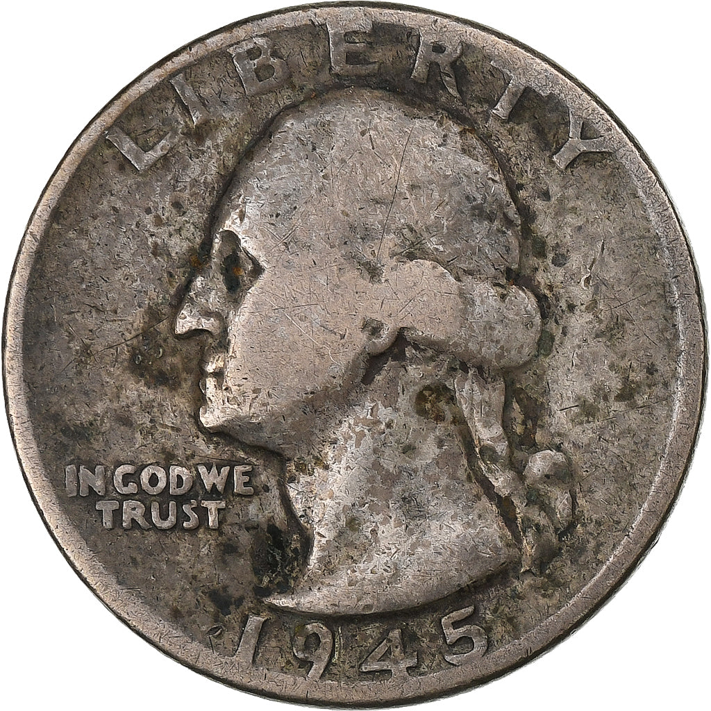 United States, Quarter, Washington Quarter, 1945, Philadelphia, Silver