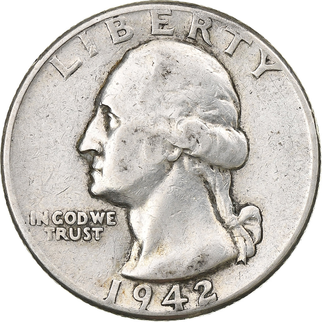 États-Unis, Quarter, Washington, 1942, Philadelphie, Argent, TTB, KM:164