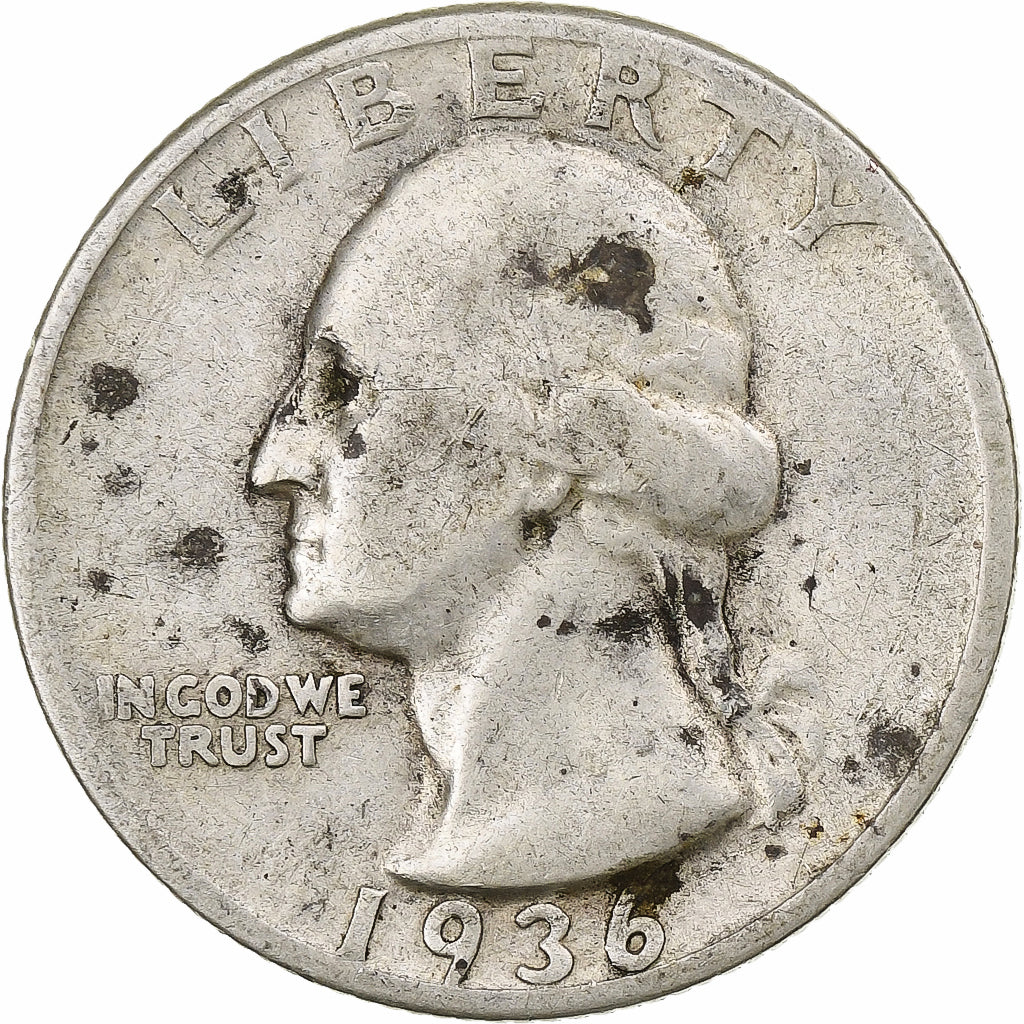 Estados Unidos, Quarter, Washington Quarter, 1936, U.S. Mint, Plata, BC+, KM:164