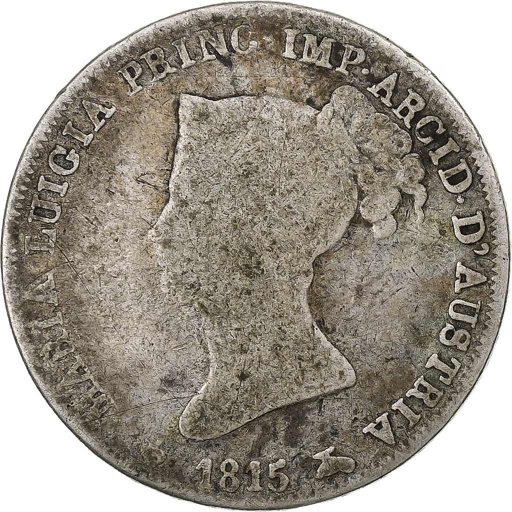 ITALIAN STATES, PARMA, Maria Luigia, Lira, 1815, Silver, G(4-6), KM:28