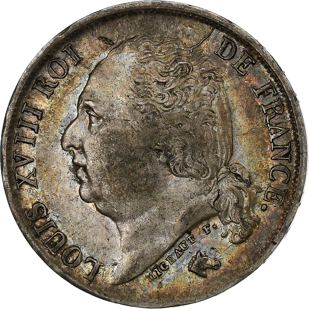 Francja, Louis XVIII, Franc, Louis XVIII, 1824, Lille, Srebro, EF(40-45)