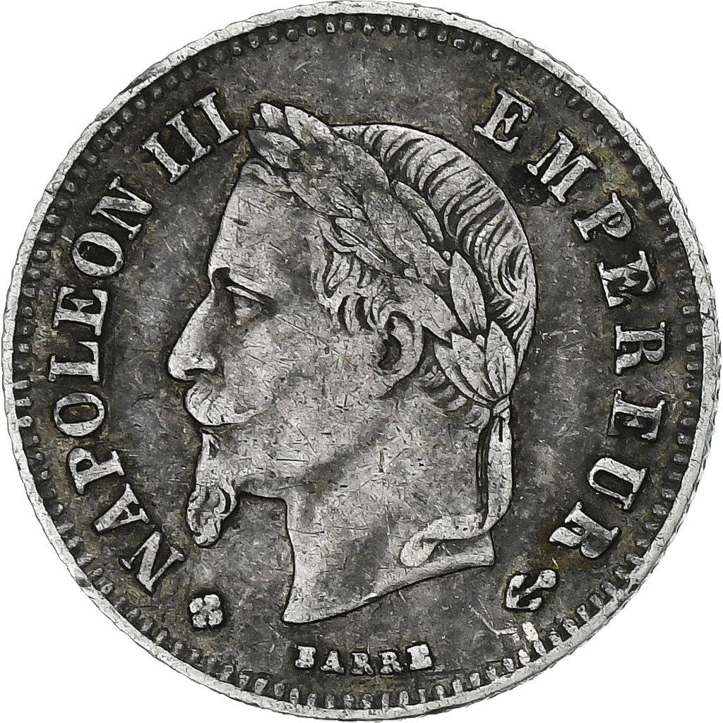 France, Napoleon III, 20 Centimes, 1866, Strasbourg, Silver, EF(40-45)