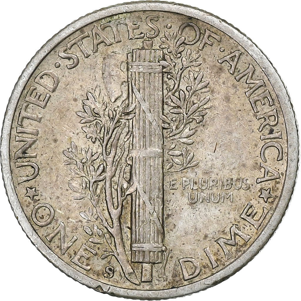 Stati Uniti, Dime, Mercury Dime, 1942, U.S. Mint, Argento, BB+, KM:140