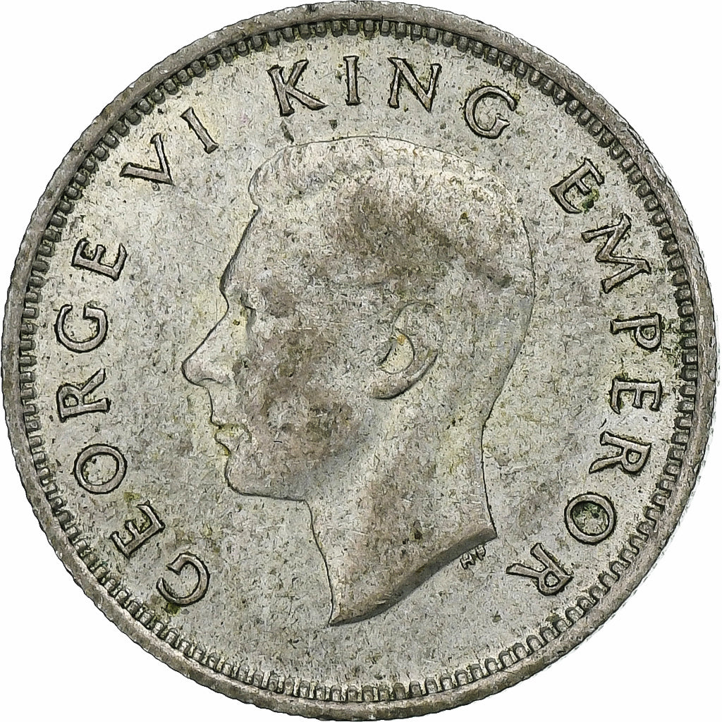 Nova Zelândia, George VI, 6 Pence, 1945, London, Prata, EF(40-45), KM:8