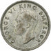 Nova Zelândia, George VI, 6 Pence, 1945, London, Prata, EF(40-45), KM:8