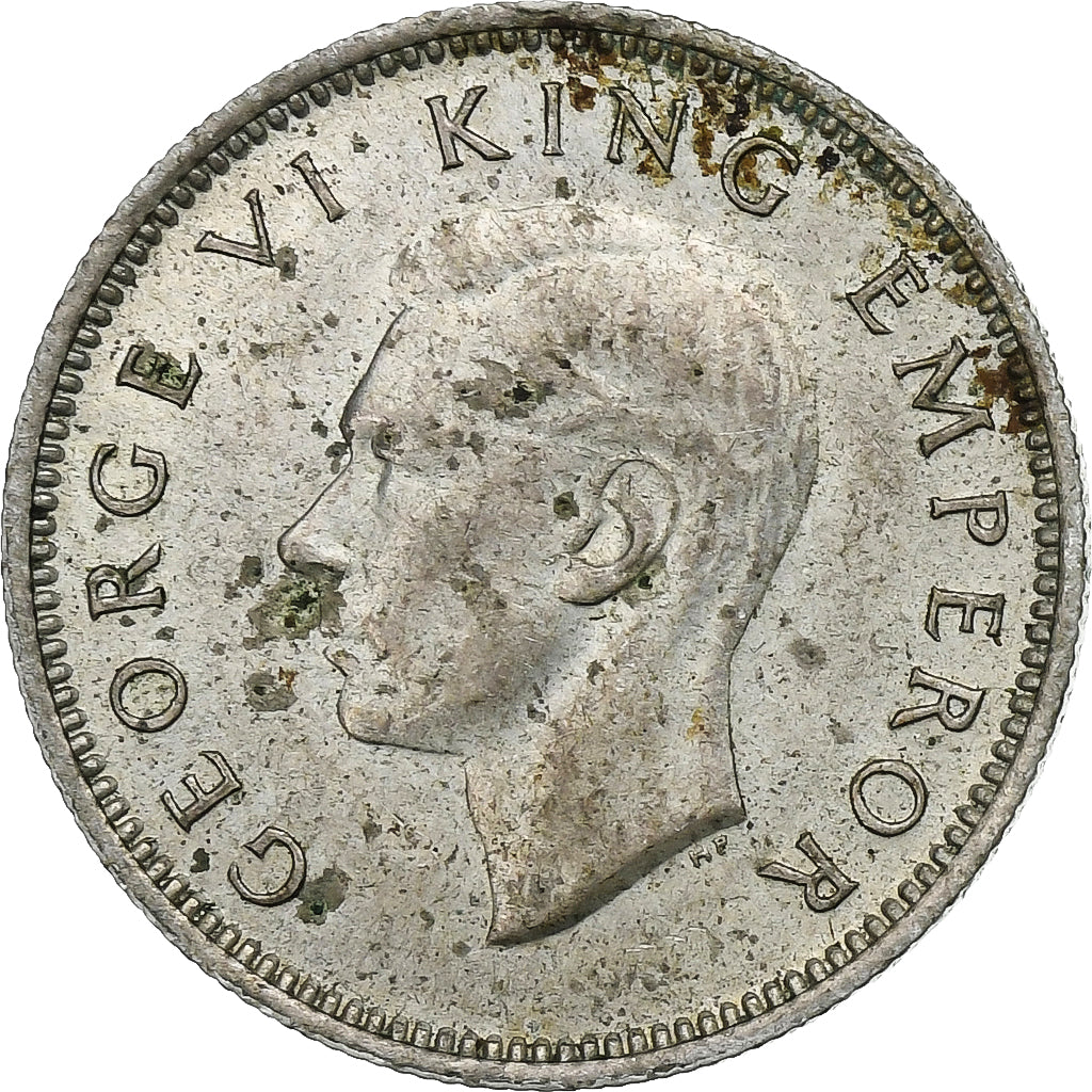 Nueva Zelanda, George VI, 6 Pence, 1945, London, Plata, MBC+, KM:8