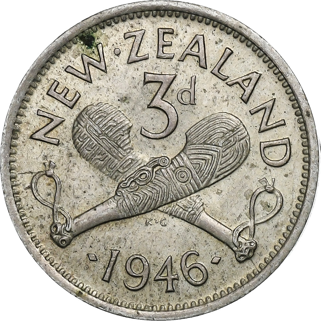 Nueva Zelanda, George VI, 3 Pence, 1946, British Royal Mint, Plata, EBC, KM:7