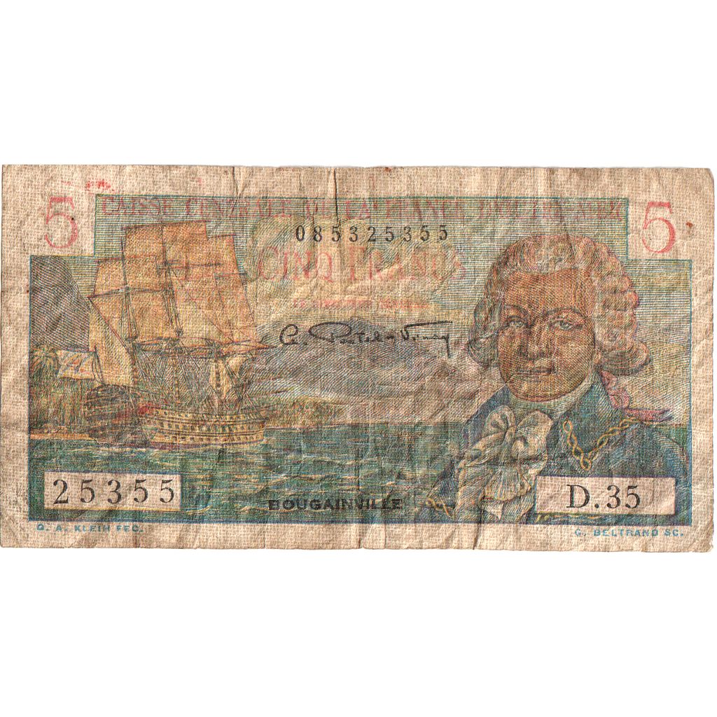 Africa equatoriale francese, 5 Francs, Bougainville, B+