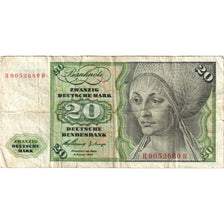 ALEMANHA - REPÚBLICA FEDERAL, 20 Deutsche Mark, 1960-01-02, VF(30-35)