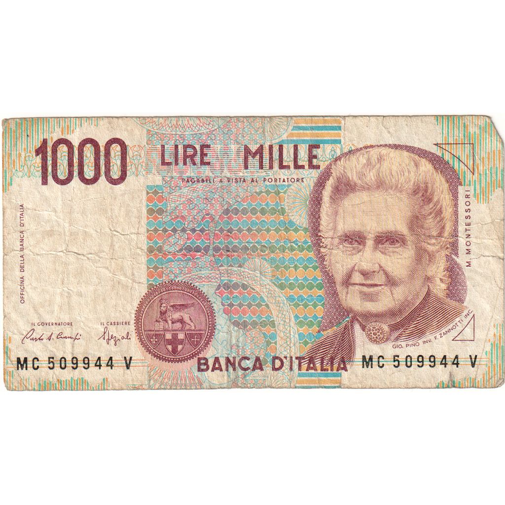 Biljet, Italië, 1000 Lire, KM:114a, B