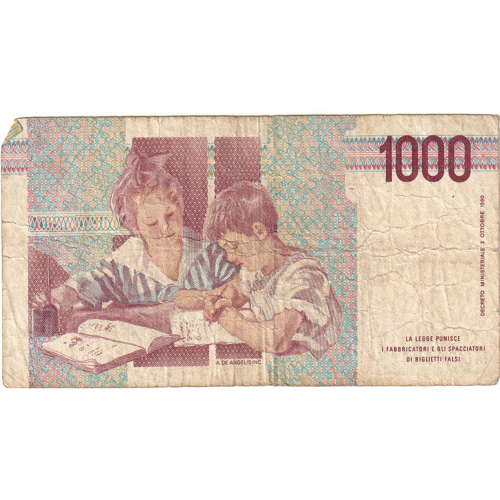 Biljet, Italië, 1000 Lire, KM:114a, B