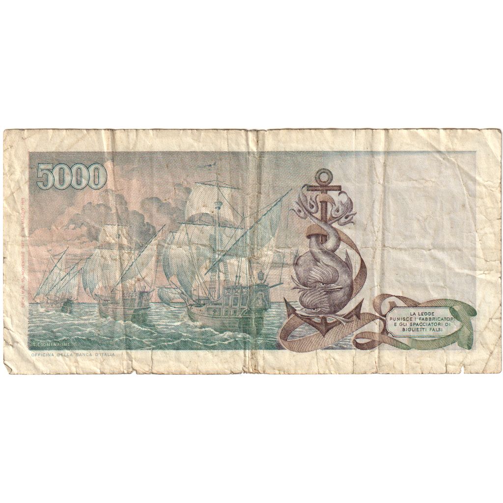 Itália, 5000 Lire, 1977-11-10, VF(20-25)