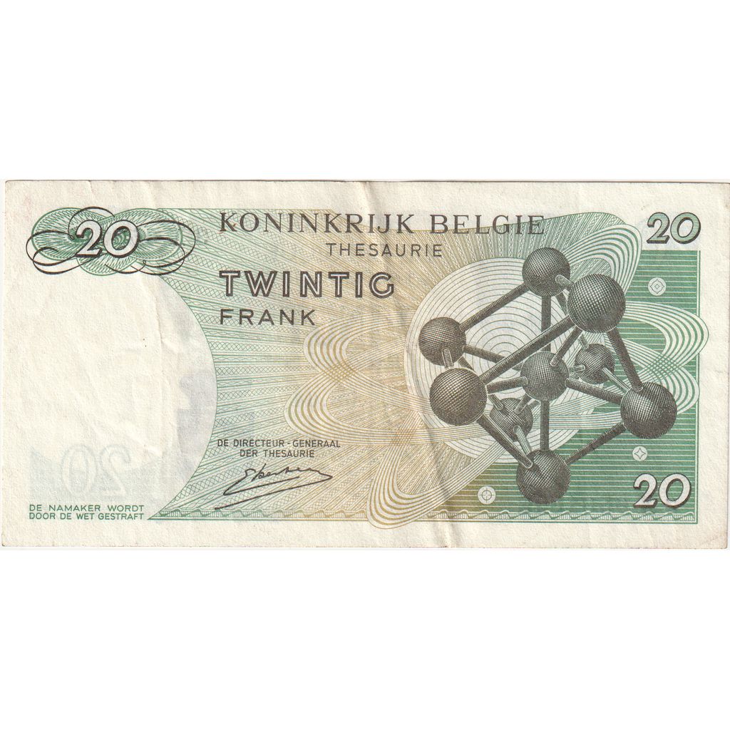 Belgio, 20 Francs, 1964-06-15, MB+