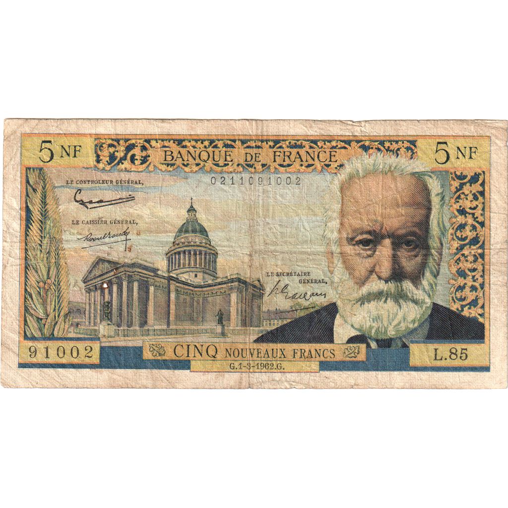 Frankreich, 5 Nouveaux Francs, Victor Hugo, 1962-03-01, L.85, S