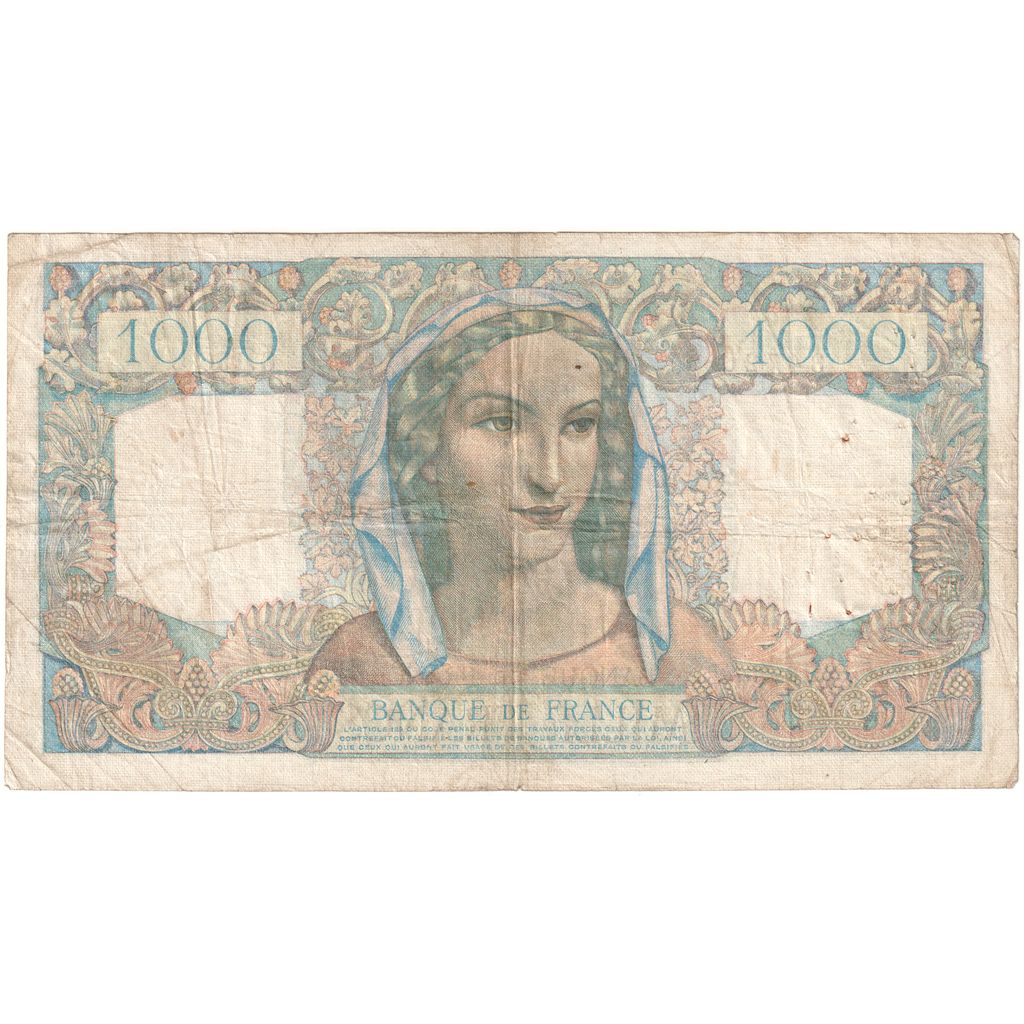 França, 1000 Francs, Minerve et Hercule, 1945-12-06, G.156, VF(20-25)