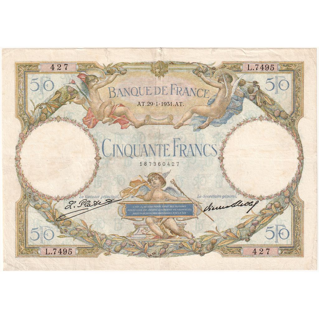 France, 50 Francs, Luc Olivier Merson, 1931-01-15, L.7495, VF(30-35)
