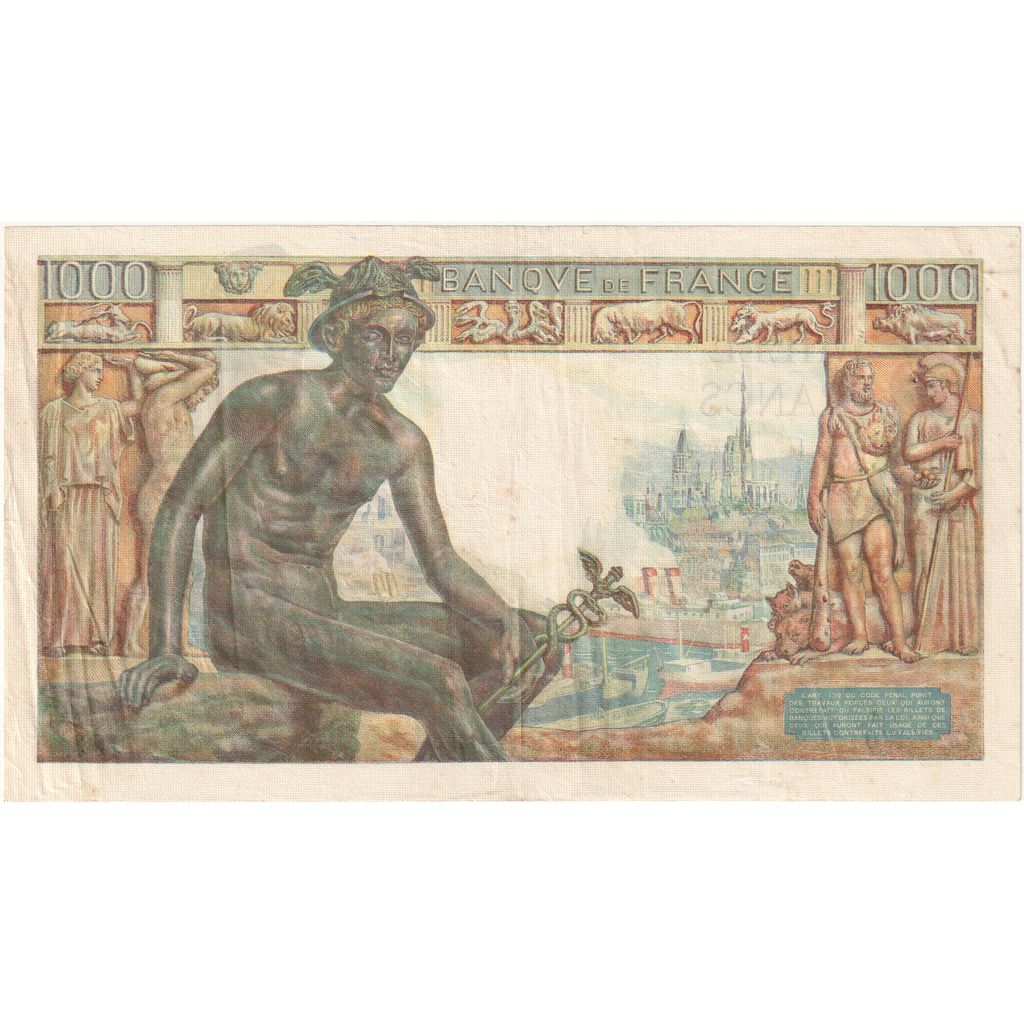 France, 1000 Francs, Déesse Déméter, 1943-02-18, W.4170, EF(40-45)
