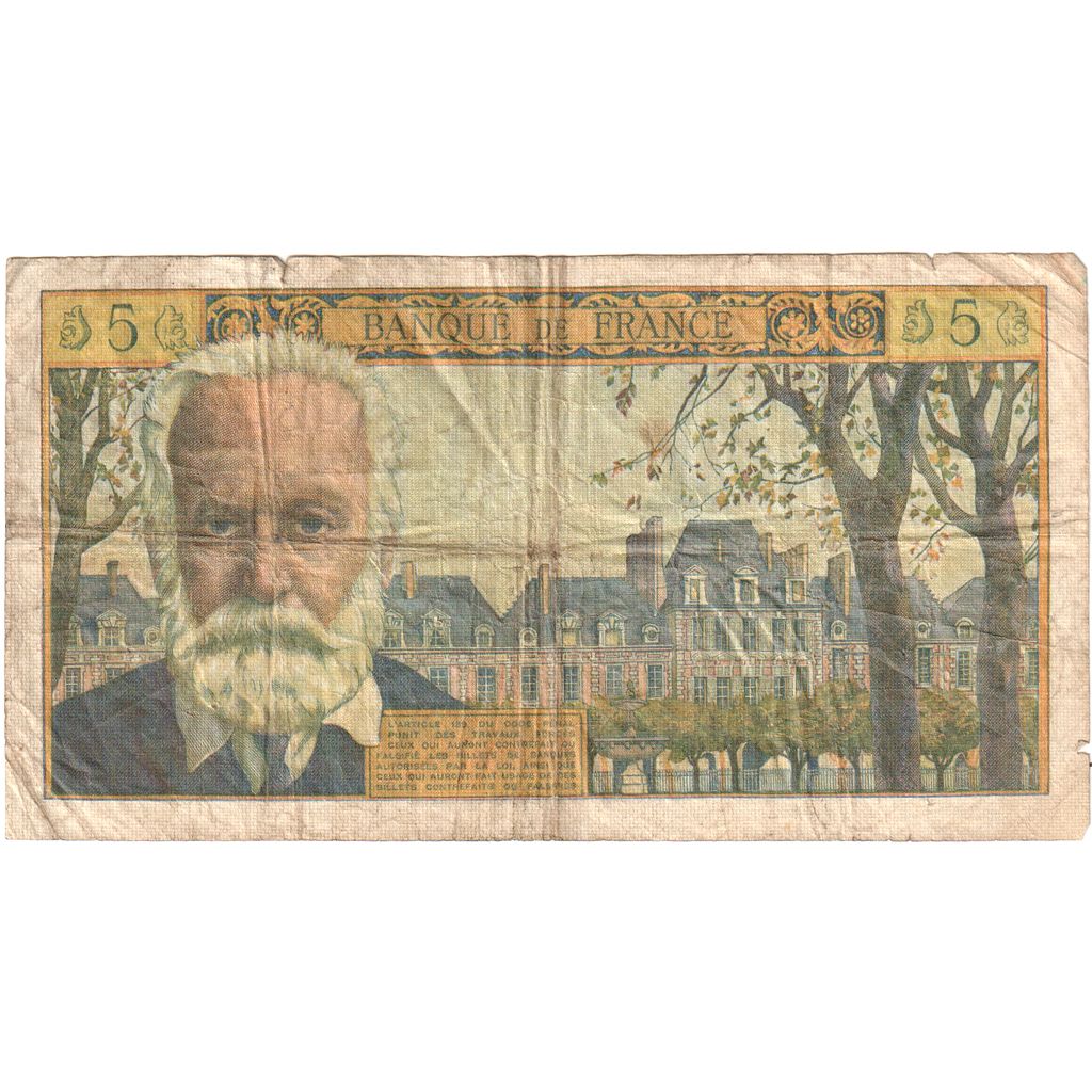 France, 5 Nouveaux Francs, Victor Hugo, 1963-02-07, L.100, VF(20-25)