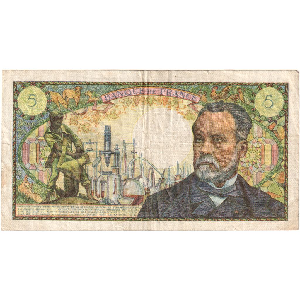 Frankrijk, 5 Francs, Pasteur, 1969-06-05, L.100, TB