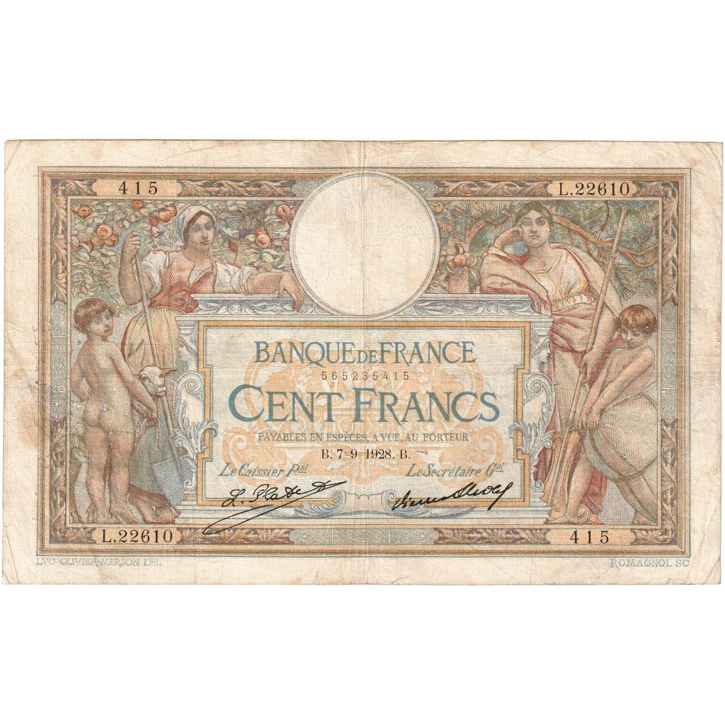 Frankrijk, 100 Francs, Luc Olivier Merson, 1928-09-07, L.22610, TB