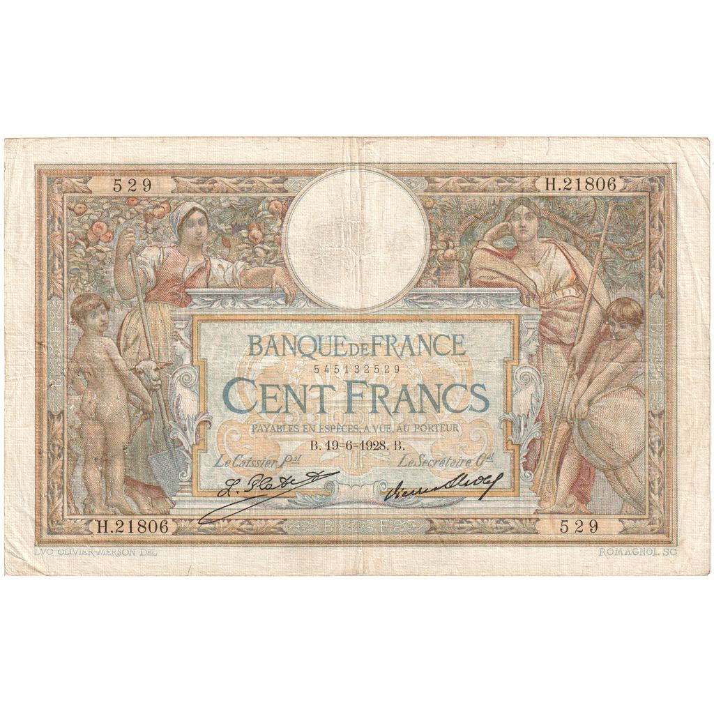 Francja, 100 Francs, Luc Olivier Merson, 1928-06-19, H.21806, VG(8-10)