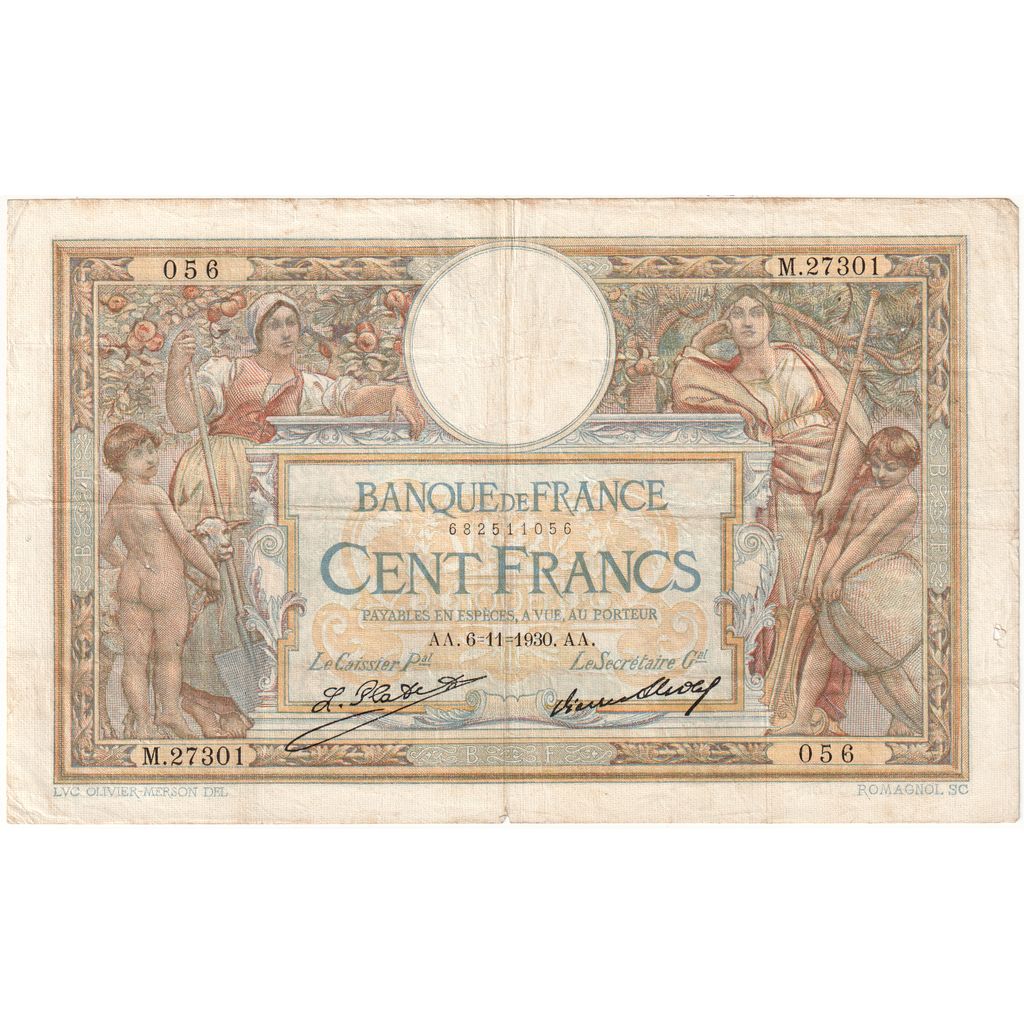 França, 100 Francs, Luc Olivier Merson, 1930-11-09, M.27301, F(12-15)