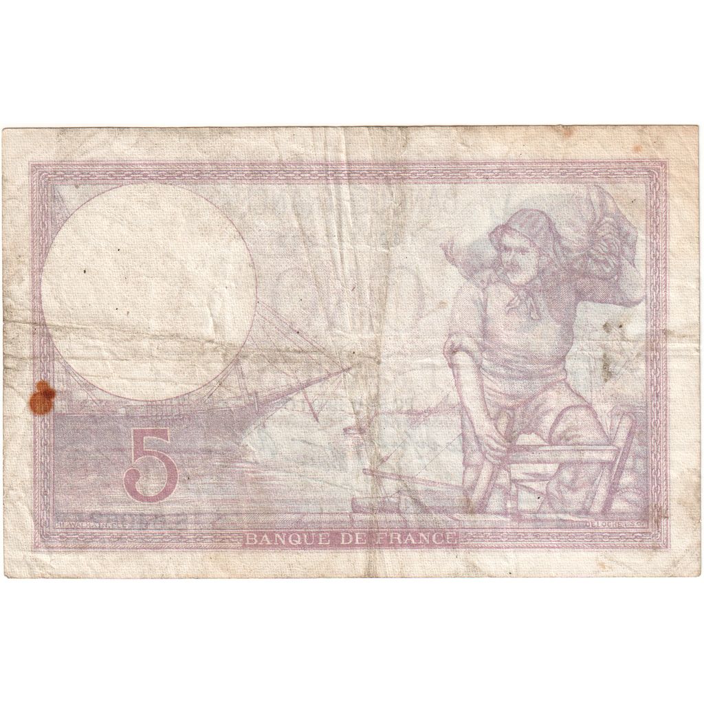 France, 5 Francs, Violet, 1939-10-05, S.64062, B+