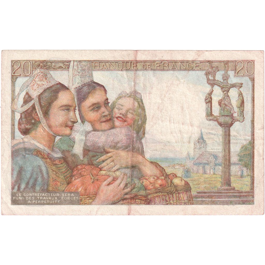 France, 20 Francs, Pêcheur, 1944-02-10, O.112, VF(30-35)