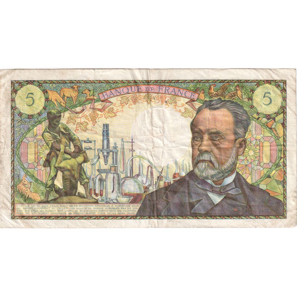 France, 5 Francs, Pasteur, 1967-05-05, Q.60, TB+
