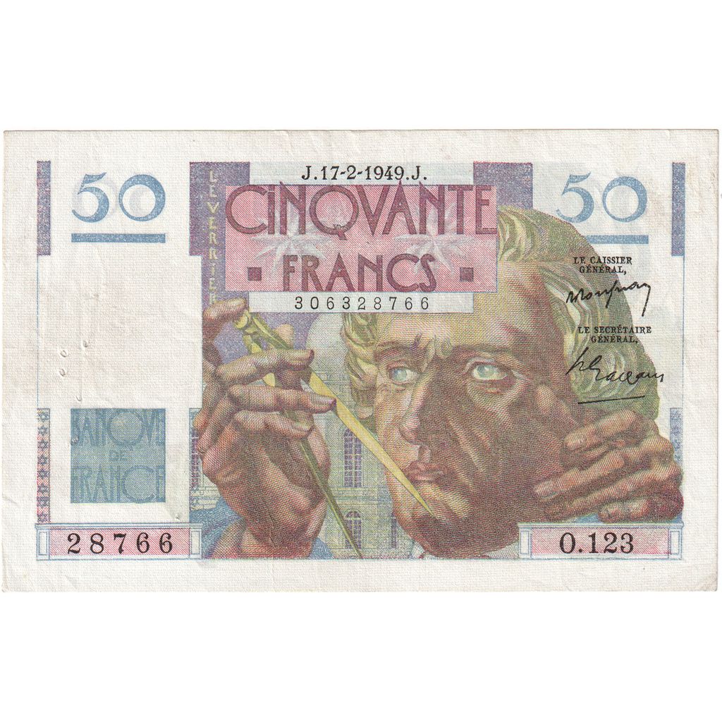 Frankrijk, 50 Francs, Le Verrier, 1948-04-08, O.123, SUP