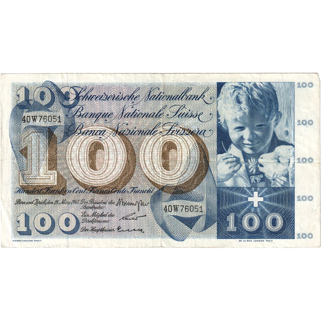 Schweiz, 100 Francs, 100 Frank, 1963-03-28, S+
